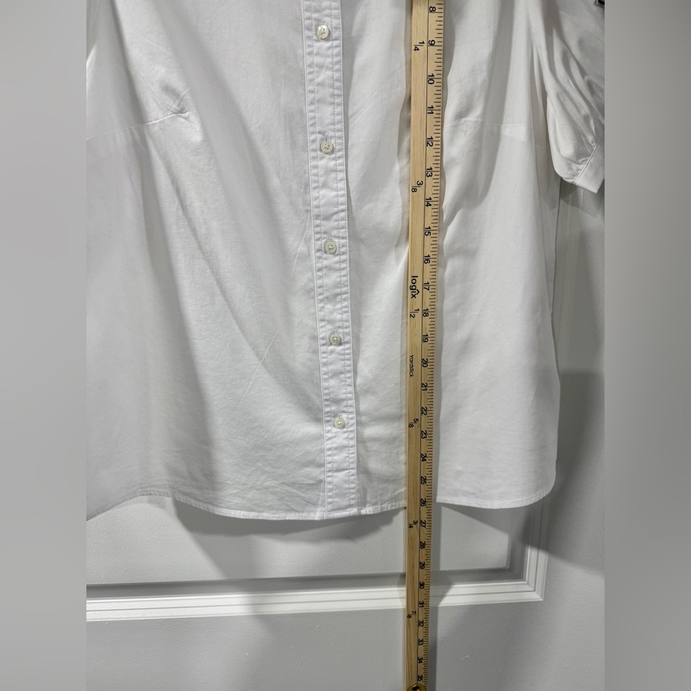 J.Crew Factory Puff Sleeve Button-Down Shirt Women L White Collared Cotton Blend - Picture 8 of 10